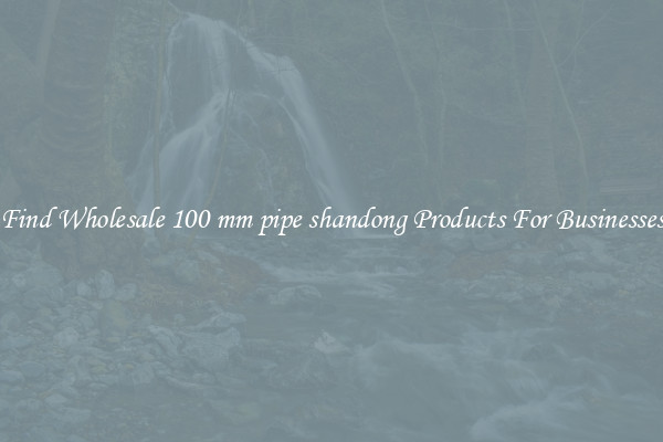 Find Wholesale 100 mm pipe shandong Products For Businesses