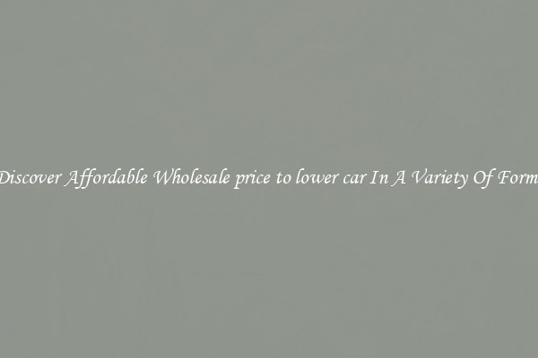 Discover Affordable Wholesale price to lower car In A Variety Of Forms